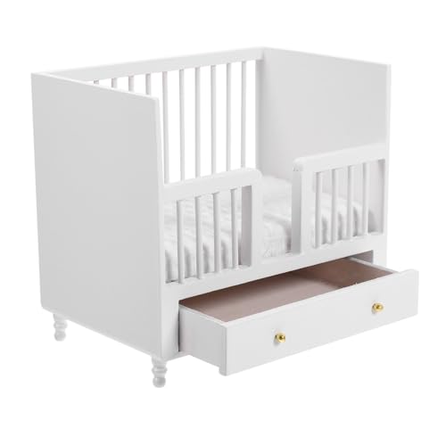 VICASKY Miniatur Puppenhausmöbel Set Aus Holz Mini Bett Für Babyzimmer Dekoratives Zubehör Für Puppenhäuser Ideal Für Modelle Und Miniaturfiguren Perfekt Für Kreative Spielstunden von VICASKY