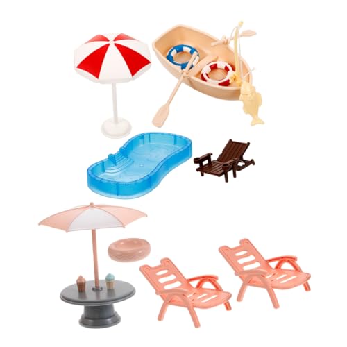 VICASKY Miniatur Strandspielset für Puppenhaus mit Schwimmbecken Strandstuhl Schwimmring und Boot Farbenfrohes DIY Fairy Garden Zubehör Robust Kompakt und Reisetauglich VICASKY Miniatur Strandspielset für Puppenhaus mit Schwimmbecken Strandstuhl Schwimmring und Boot Farbenfrohes DIY Fairy Garden Zubehör Robust Kompakt und Reisetauglich von VICASKY
