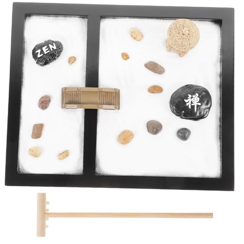 VICASKY Miniaturlandschaft des Meditationsgartens Tischdekoration Aus Sand Miniaturlandschaft Mit Sand Black von VICASKY