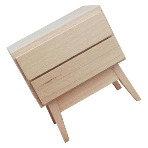 VICASKY Miniaturmöbelmodell Miniaturschrank mit Schubladen 1 12 Nachttisch Modellmöbel Puppenhausmöbel bastelset komodenschrank Minischrank für Puppenhaus Mini-Hausmöbelmodell hölzern von VICASKY