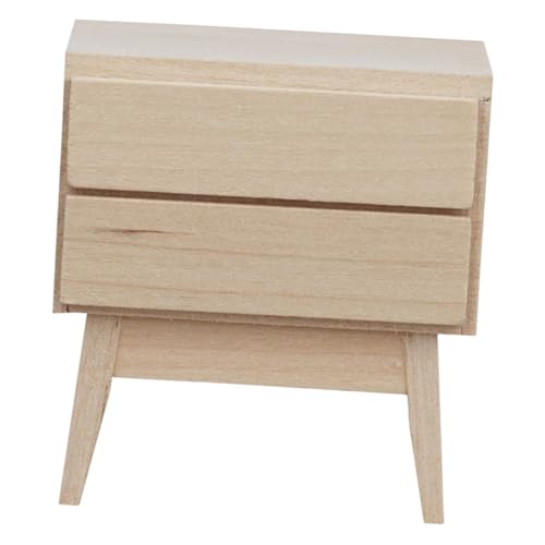 VICASKY Miniaturmöbelmodell Modellmöbel Puppenhausmöbel Miniaturschrank mit Schubladen Puppenhaus-Beistelltisch basteln bastelset Vitrine puppenhaus Wohnzimmer möbel hölzern Beige von VICASKY