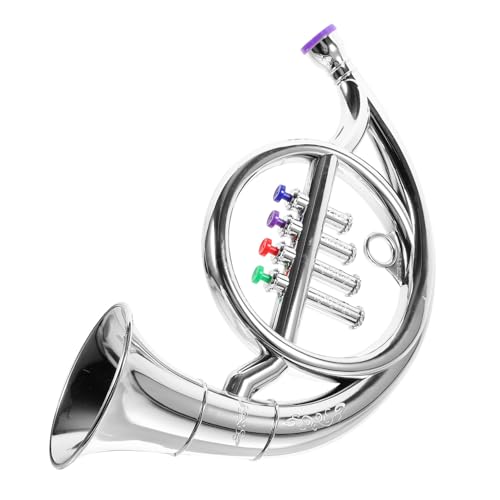 VICASKY Musikalisches Spielzeug Für Kinder Interessantes Kinderhorn Kompaktes Kunststoffhorn Spielzeug Für Horninstrumente Trompete Kleines Horn Schulspielzeughorn Schulhorn Silver Plastik von VICASKY