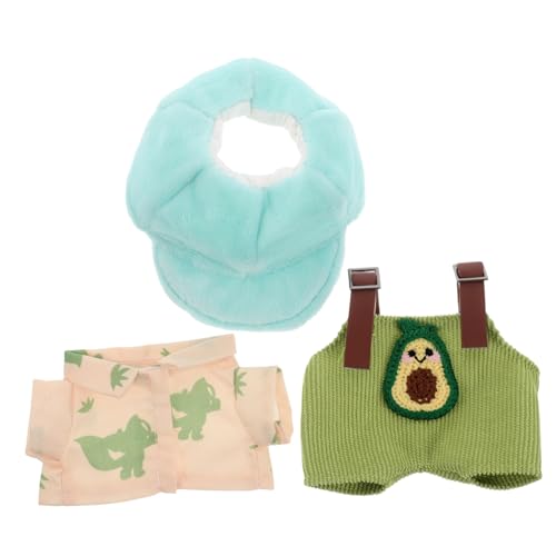 VICASKY Plüschpuppen-Set Puppen Accessoires Puppen Dekoration Puppen-Outfit-Set Plüschkleidung für Puppen Puppendekorationen kleine Puppenmütze Bärenoverall Stoff von VICASKY