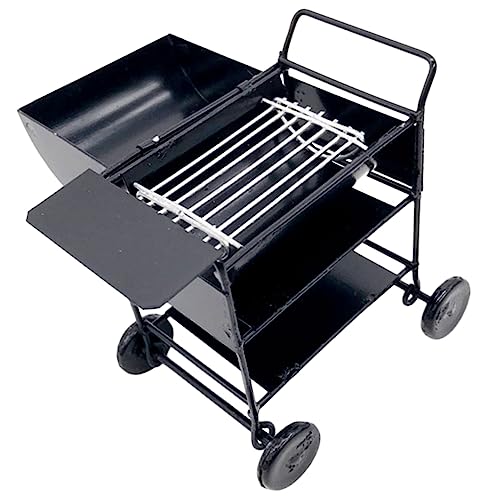 VICASKY Puppenhausgrill Simulierter Grill Mini-Barbecue Maker Grill Modell Miniaturdekoration Mini-grillständer Mini-zubehör Mini-grillrost Mini-Barbecue-Grill Outdoor-möbel Black Metall von VICASKY