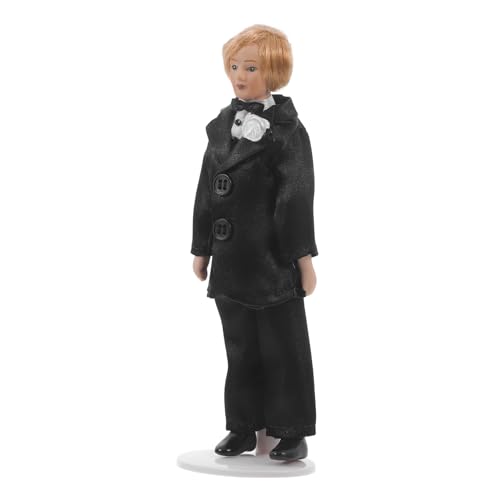 VICASKY Puppenhauspuppe Spielzeug Mini-People-Modelle Miniatur-porzellanpuppe Puppenkleidung Outfit Leute Aus Dem Puppenhaus Puppen Hochzeitsdekorationsfigur Puppenwagen Keramik Black von VICASKY