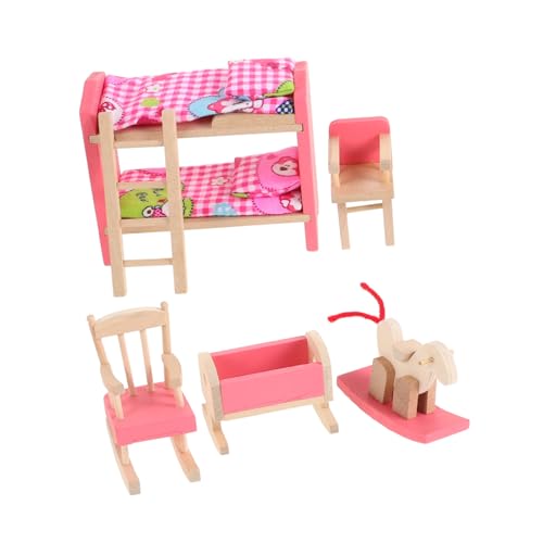 VICASKY Puppenhauszubehör Babypuppen Spielzeug Für Babys Doppelstockbetten Spielzeughaus Doppelbett Luftbett Zwillingsbabys Puppen Doppelbett Mini Spielzeug Doppelbodenbett von VICASKY