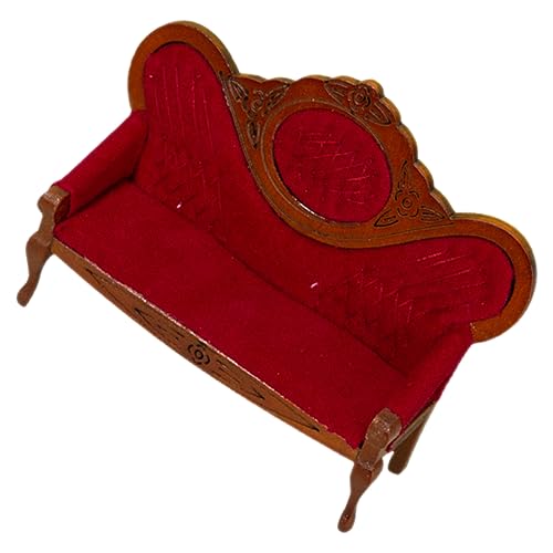 VICASKY Puppenstubensofa Puppenhaus-Chaiselongue kleines Möbelspielzeug Häuser Puppenmöbel Mini-Möbel puppenstubenmöbel Dollhouse Furniture Miniaturmöbel winziges Haussofa hölzern von VICASKY