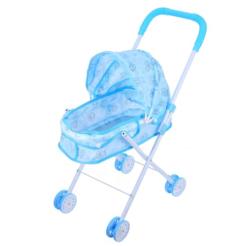 VICASKY Puppenwagen Spielzeug-Kinderwagen Spielzeug-Regenschirm-Kinderwagen Einkaufswagen Für Kinder Kleinkinder Puppenhauswagen Puppenhaus-Kinderwagen Spielzeugküche Sky-Blue Polyester von VICASKY