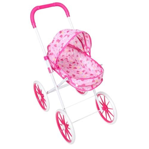 VICASKY Puppenwagen Spielzeug Kinderwagen gefälschter Kinderwagen Puppen-Zwillingskinderwagen Kinderwagen Kinderwagen Spielzeug-Kinderwagen für Kinder Babytrage für Puppen Eisenrahmen Rosa von VICASKY