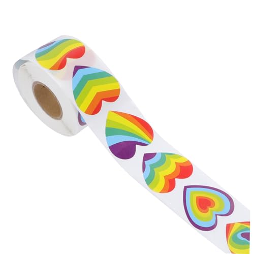 VICASKY Regenbogen Pride Aufkleber Herzform Selbstklebende Bunte Sticker Rolle Geeignet für Geschenkverpackung DIY Basteln Hochzeitseinladungen Pride Party Dekoration VICASKY Regenbogen Pride Aufkleber Herzform Selbstklebende Bunte Sticker Rolle Geeignet für Geschenkverpackung DIY Basteln Hochzeitseinladungen Pride Party Dekoration von VICASKY
