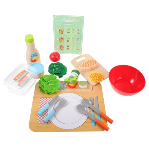 VICASKY Spielzeug Kinder Rollenspielset Mit Holz Salatspielzeug Essensspielzeug Für Küchenspielzeug Mit Saugnapf Interaktives Lernspielzeug Für Kreative Rollenspiele Ab 3 Jahren Ideal Für Die von VICASKY