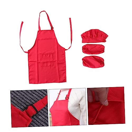 VICASKY Satz Kinder Kochen Ärmel Kinderkoch-spielset Handschelle Zum Kochen Für Kinder Kinderschürze Rot von VICASKY