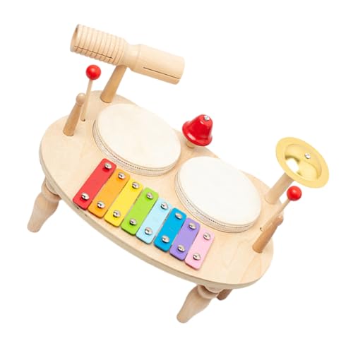 VICASKY Satz Kindertrommel Musikinstrumente Spielzeuge Musikalisches Trommelspielzeug Musikspielzeug Für Musikinstrument- Trommelspielzeug Für Vorschulkinder Hölzern Khaki von VICASKY