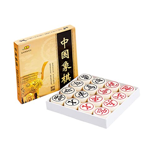 VICASKY Schachspiel Lernspielzeug Chinesisches Schach Desktop Spielzeug Tragbares Schach 3D Lustiges Schach Frühlernspiel Holz Beige von VICASKY