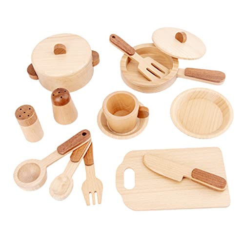 VICASKY Küchenspielzeug Set Aus Realistische Kochutensilien Für Kreative Rollenspiele Kinderküche Mit Hochwertigem Buchenholz Ideal Für Fantasievolles Und Lernen von VICASKY