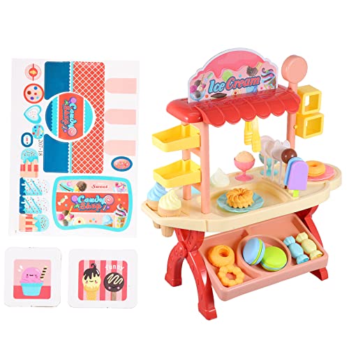 VICASKY Mini Eiscreme Wagen Set Für Rollenspiele Mit Eiscreme üßigkeiten Und Zubehör Ideales Für Kreative Ab 3 Jahren von VICASKY