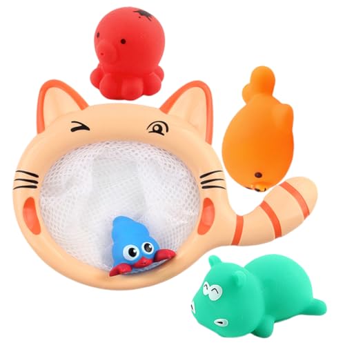 VICASKY Spielzeug Für Wasser Set Mit Cartoon Tier Badespielzeug Für 4 Tierfiguren Und Angelnetz Für Das Und Im Wasser Ideales Wasserspielzeug Für Kleinkinder Und Babys Badewanne Spielzeug von VICASKY