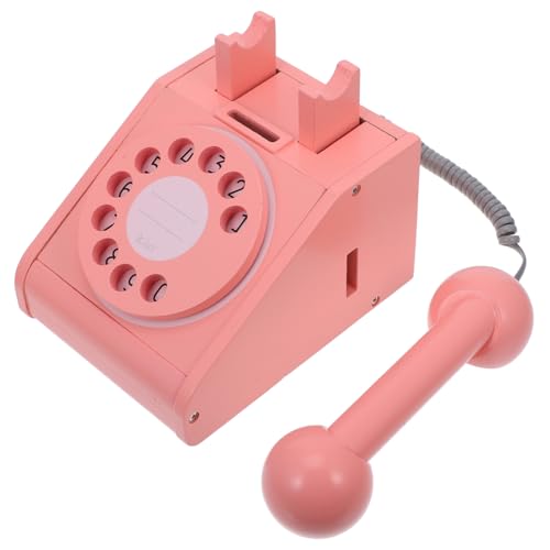 VICASKY Simulations-Plattenspieler-Telefon holzspielzeug Party für Kinderzimmer für Fantasie Simuliertes Telefon Trainingsspielzeug hölzern Rosa von VICASKY