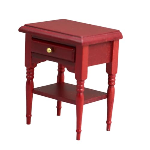 VICASKY Simulierter Nachttisch Häuser Mini-Dinge Einrichtung Bett puppenstubenzubehör Mini nachttisch Miniature Dollhouse Furniture Mini-Nachttisch Mini-Möbel hölzern rot von VICASKY