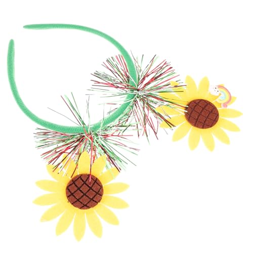 VICASKY Sonnenblumen-Stirnband Brautjungfer Blumenkrone Haarbänder für Geburtstagsfeiern Turban-Stirnband sonnenblumen haarreif party haarreifen Partygeschenke Party-Haarbänder Plastik von VICASKY