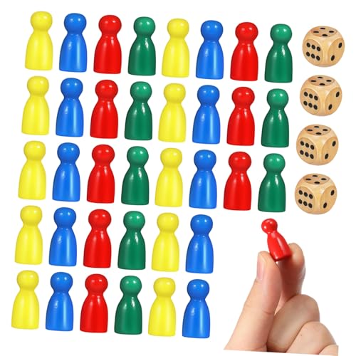 VICASKY Spielfiguren Holz Teiliges Bunte Holzspielsteine Robuste Spielfiguren für Brettspiele mit Würfel für Gesellschaftsspiele VICASKY Spielfiguren Holz Teiliges Bunte Holzspielsteine Robuste Spielfiguren für Brettspiele mit Würfel für Gesellschaftsspiele von VICASKY