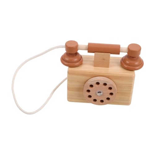 VICASKY Spielzeugtelefon für kinderspielzeug Telefon Kugellampenhalter multifunktionales Stickgarn Telefon mit Wählscheibe aus Holz Telefonmodell mit Wählscheibe von VICASKY