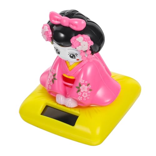 VICASKY Tanzende Mädchen-Wackelkopfpuppe animiertes Tänzerspielzeug Tanzfigur mit schüttelndem Kopf büro Dekoration Office Decoration Autodüfte Autos Kimono-Puppenfiguren fürs Auto Rosa von VICASKY