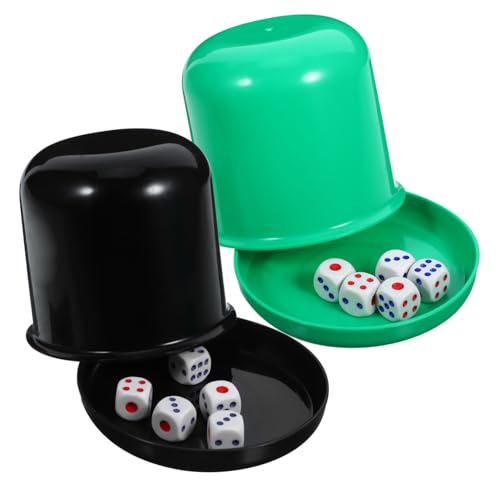 VICASKY Würfelshaker-Set,5 Plastik Würfelbecherset Mit Deckel,Würfelstapelbecher mit 25 Würfeln D6 Spielset Würfelspiel Partyspielzeug von VICASKY