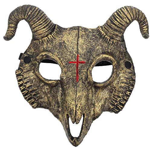 VICASKY Ziegen Gruselige Tiermasken Halloween-schafmasken Für Party Im Horror-stil Widderziege Unisex- Party-cosplay- Halloween-horror- Geistermaske Pu von VICASKY