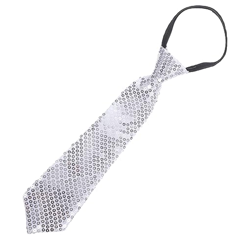 VICASKY glitzerkrawatte Kostüm Haken Halskette Brosche Funkelnde Krawatte Performance-Krawatte Krawatte dekorativ Party-Requisiten glänzende Krawatte einheitliche Krawatte Polyester Silver von VICASKY