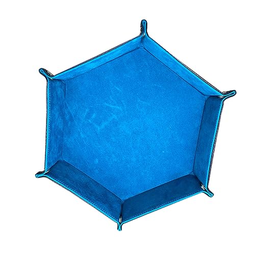 VICASKY sechseckige Würfelschale Faltbare Foldable Storage Boxes knopfe Hexagon würfelplatte selber Machen Schreibtischablagen Tablett Lederwürfelschale Würfelfach Blue von VICASKY