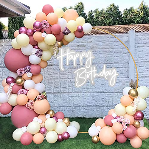 Luftballons Girlande Rosa, 98 Stück Ballongirlande Kit Gold Weiß Retro Rosa Luftballon Geburtstag Party Deko mit Blumen Metallic Gold Makrone Orange Latexballon für Geburtstag Hochzeit Baby Shower von VICTERR