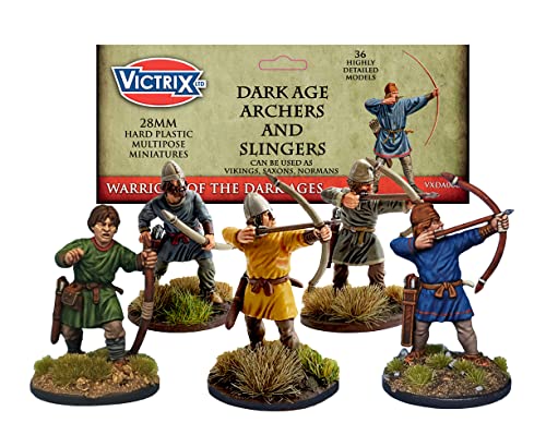 VICTRIX - Bogenschützen und Schleudern des dunklen Zeitalters – 36 Figuren – 28 mm Kunststoff-Miniaturen – Dark Ages von VICTRIX