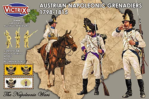 Victrix VX0013 - Österreichische Napoleonische Grenadiere Infanterie 1798-1815 - 56 Figurenset mit Flaggen - 28mm Plastikminiaturen Napoleon von VICTRIX