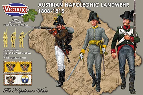 Victrix VX0015 - Österreichische Napoleonische Landwehr 1808-15 - 56 Figurenbox mit Flaggen - 28mm Plastische Miniaturen Napoleonische von VICTRIX