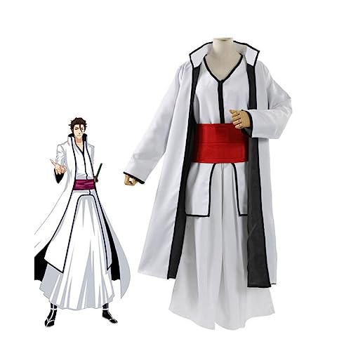 VIDOJI Anime Aizen Sousuke Kimono Cosplay Kostüm Halloween Party Uniformen Outfits,White-L von VIDOJI