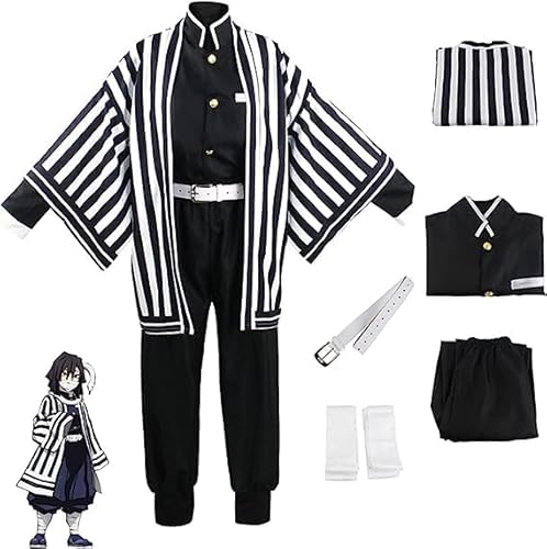 VIDOJI Iguro Obanai Cosplay Kostüm Kimono Robe Uniform Outfit Halloween Komplettset,L-Set von VIDOJI