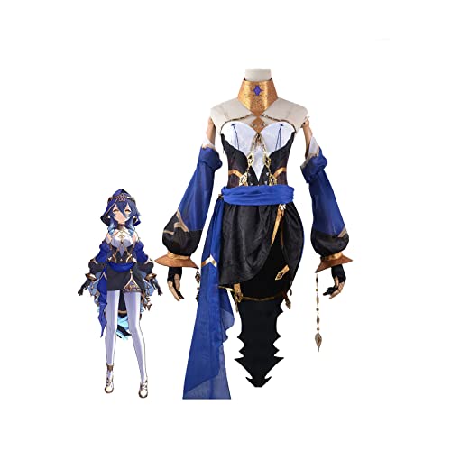 VIDOJI Spiel Genshin Cosplay Kostüm Layla Cosplay Uniformen Halloween Karneval Party,Blue-L von VIDOJI