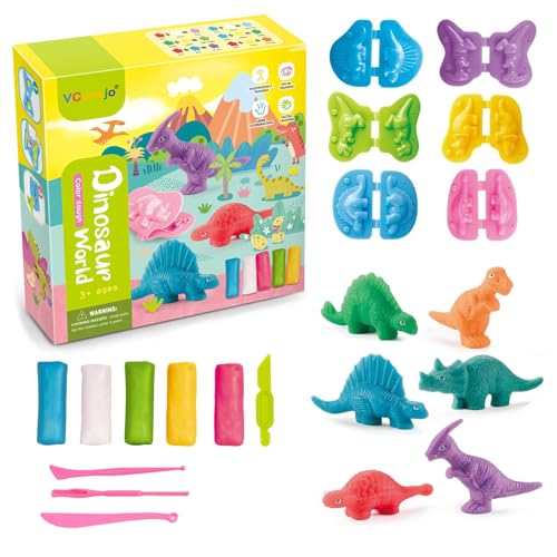 VIDSTW 15 Stück Knete Zubehör Set Kinder ab 3 4 5 Jahre Plastilin Werkzeuge Knete Set DIY knetwerkzeug Kinderknete Knetwerkzeug Knete Zubehör Set Geschenk für Jungen und Mädchen (Dinosaurier) von VIDSTW