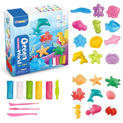 VIDSTW 21 Stück Knete Zubehör Set Kinder ab 3 4 5 Jahre Plastilin Werkzeuge Knete Set DIY knetwerkzeug Kinderknete Knetwerkzeug Knete Zubehör Set Geschenk für Jungen und Mädchen (Unterwasserwelt) von VIDSTW