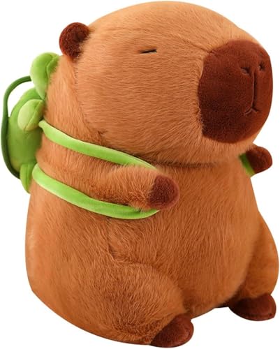 VIDSTW Capybara Kuscheltier Niedlich 23 cm Capybara Plüschtier mit Schildkröten-Rucksack Wasserschwein Kuscheltier Kissen Weich Kuscheltier Capybara Spielzeug für Kinderspielzeug Möbeldekoration von VIDSTW