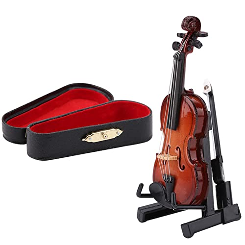 VIFERR Miniatur Violine Modell, Holz Violine Spielzeug Mini Musikinstrument Modell mit Ständer Puppenhaus Zubehör Zuhaus Büro Dekoration Kinder Spielzeug Geburtstag Geschenk von VIFERR