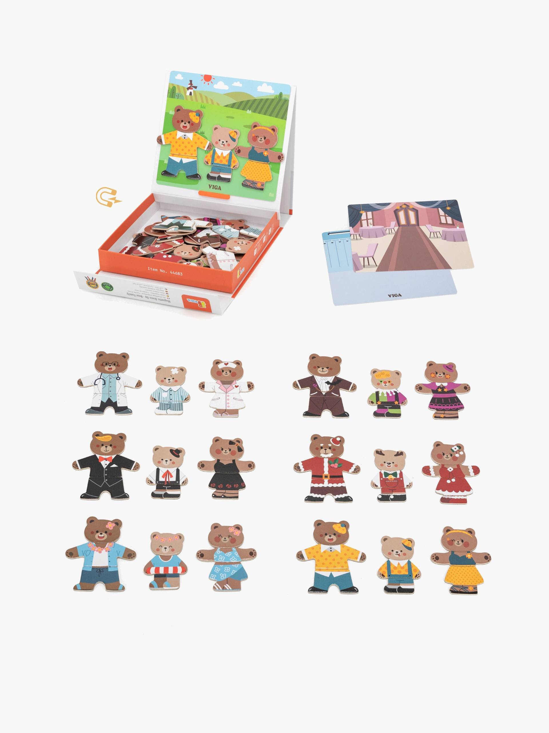 VIGA Dress Up Magnet-Set Bär Familie 54 Teile VIGA Dress Up Magnet-Set Bär Familie 54 Teile von VIGA