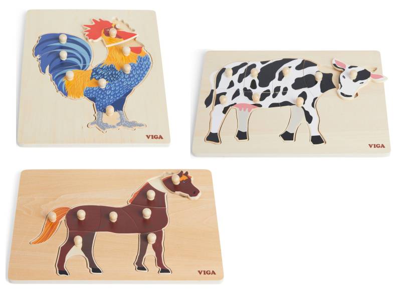 Viga Knopfpuzzle Bauernhof, 3er-Pack von VIGA