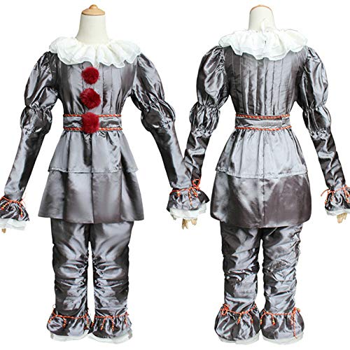 VIGAN Stephen Kings Es Pennywise Cosplay Kostüm Scary Joker Anzug Halloween Clown Cos (Silver, XXXL) von VIGAN