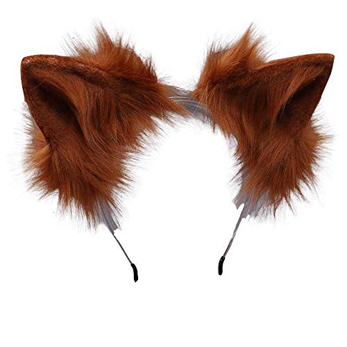 VIGVAN Kawaii Fuchs Katzen Ohren Haarband Haarnadel Katzen Cosplay (Braun Haarband) von VIGVAN