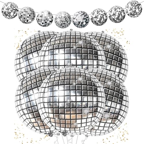 Discokugel Ballon Silber,Discokugel Deko Set mit Disco Luftballons Geburtstag und Girlande, Disco Geburtstag Deko, Discokugel Folienballon für Neujahr Deko, Karneval, 70 80 90er Jahre Disco Deko Party Discokugel Ballon Silber,Discokugel Deko Set mit Disco Luftballons Geburtstag und Girlande, Disco Geburtstag Deko, Discokugel Folienballon für Neujahr Deko, Karneval, 70 80 90er Jahre Disco Deko Party von VIKY