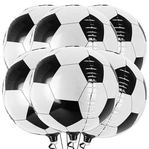 6 Stück Fußball Luftballons Geburtstag,22 Zoll 4D Fussball Luftballon Schwarz Weiß,Fußball Deko Folienballon,Fussball Deko Geburtstag Kinder,Fußball Luftballon für WM Party Deko,Kindergeburtstag Deko von VIKY