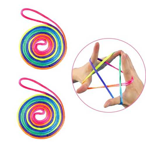 VIKY® 2 Stück Fingertwist Fadenspiel Fingerspiel, Finger Twist Spiel, Rainbow Rope, Flexibles Fadenspiele für Kinder, Fadenspiel ab 8 Jahre für Kindergeburtstag, Advent, Weihnachten Schultüte Geschenk von VIKY