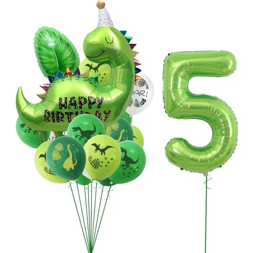 23 Stück Dino Luftballon,Dino Geburtstag Deko 5 Jahre,Dschungel Deko 5. Geburtstag Junge,Dino Deko Kindergeburtstag Luftballons,Ballon 5 Geburtstag Deko,Folienballon 5 für Waldtiere Party Dekoration von VIKY